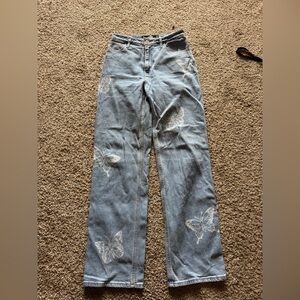 Hollister Light Blue Butterfly Flare Jeans size 3R